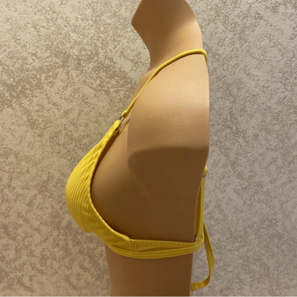 SHEIN Sunny Yellow Ribbed Bikini Top